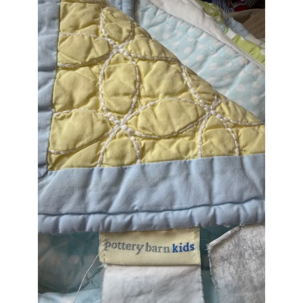 Pottery Barn Kids Patchwork Quilt Blue  Polka Dot Striped full Cottagecore